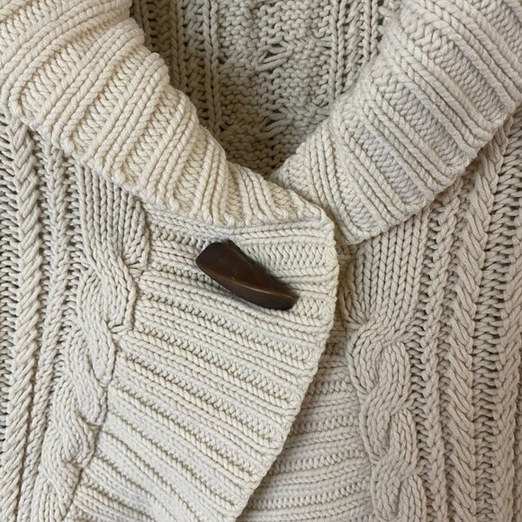 Eddie Bauer Chunky Cable-Knit Cardigan Sweater Cream Women's Size Large Tall - Picture 6 of 13